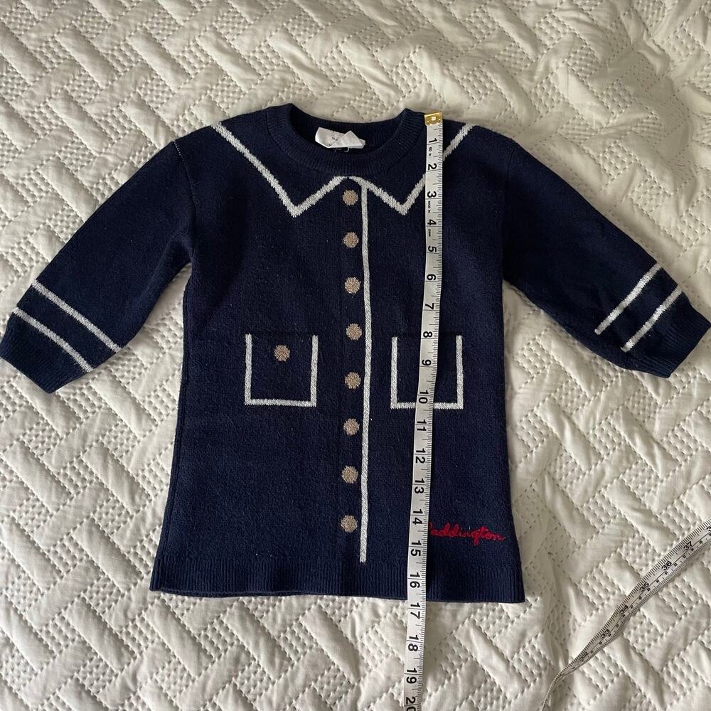 Baby Gap Paddington Bear CashSoft Sweater Dress Navy Blue Sz 12-18 Months RARE - Picture 10 of 13
